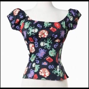Pinup Couture Cthulhu Peasant Top